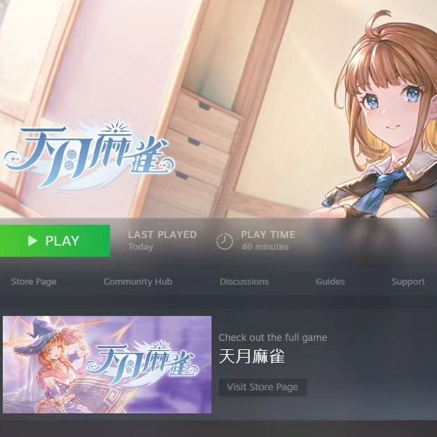 天月麻將是一款Steam遊戲，玩家可在線上進行各種麻將對戰，並解鎖不同角色。