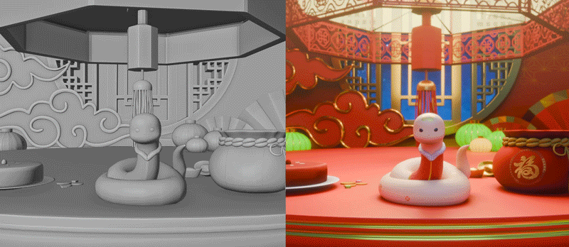 3D製作畫面與最終動畫對比:Part 2。