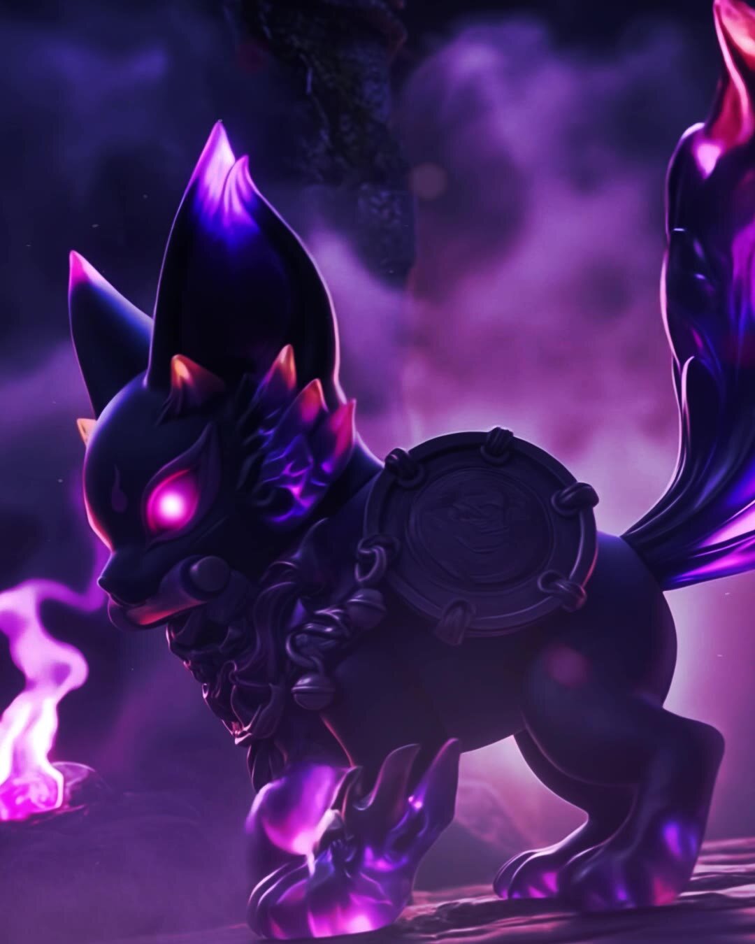 Purple flames ignite all around