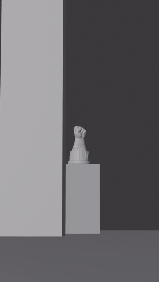 「無限寶石手套」造型獎盃展示分鏡。