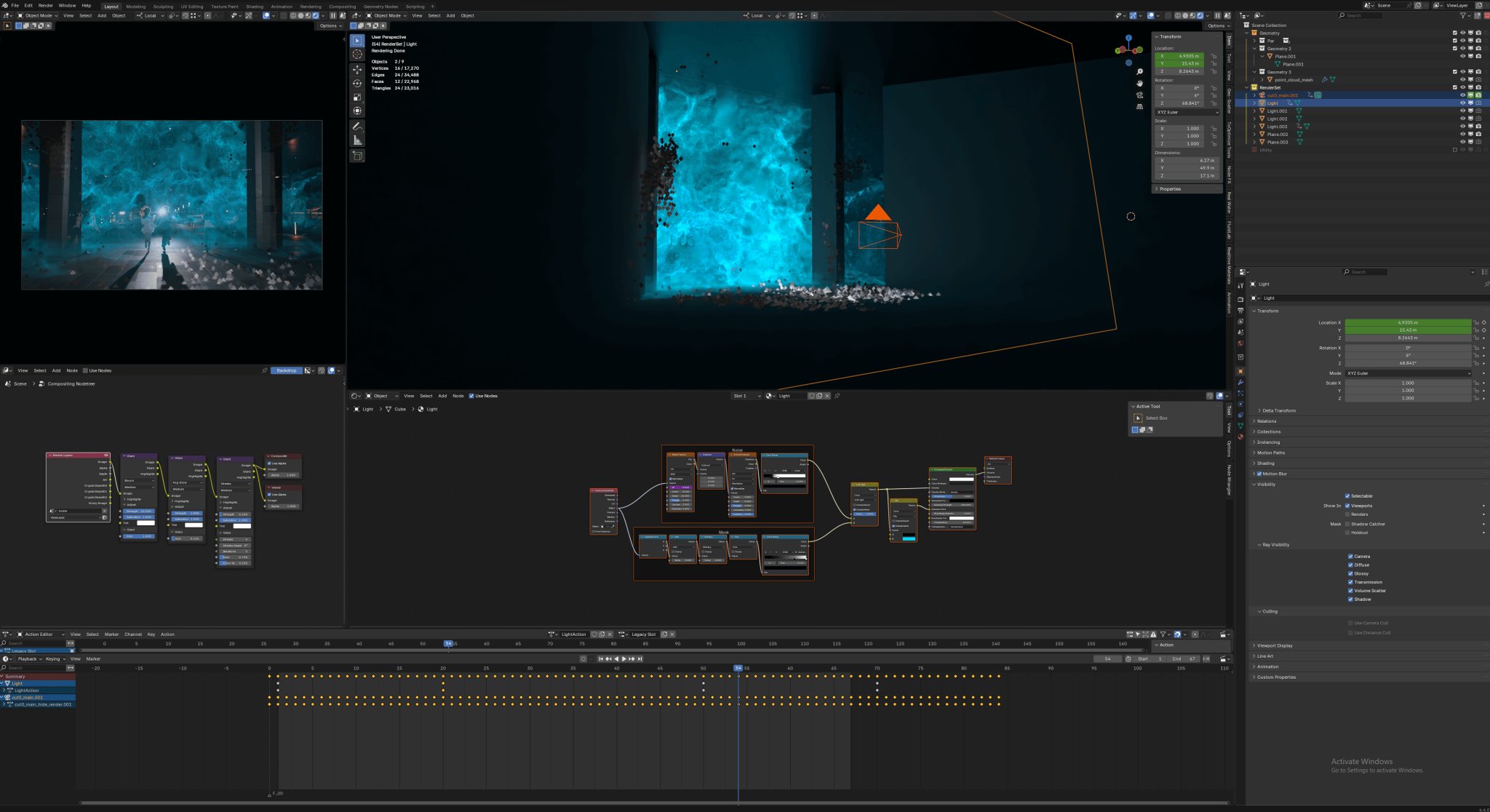 CG魔法門:在Blender內的動畫製作畫面。