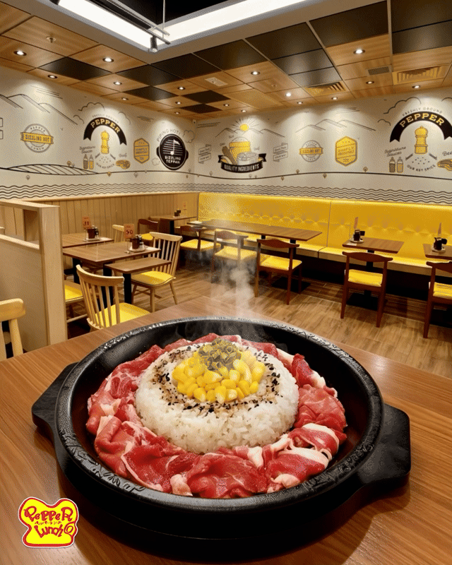 一鏡到底，黑椒牛肉飯翻身變成PEPPIE仔，並對著鏡頭做出一連串動作。